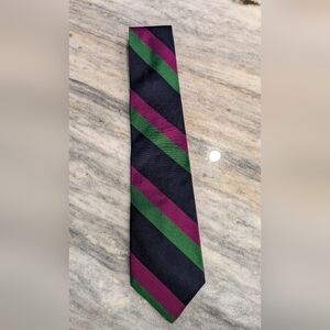 Elegant Striped Black, Green, and Purple Tie